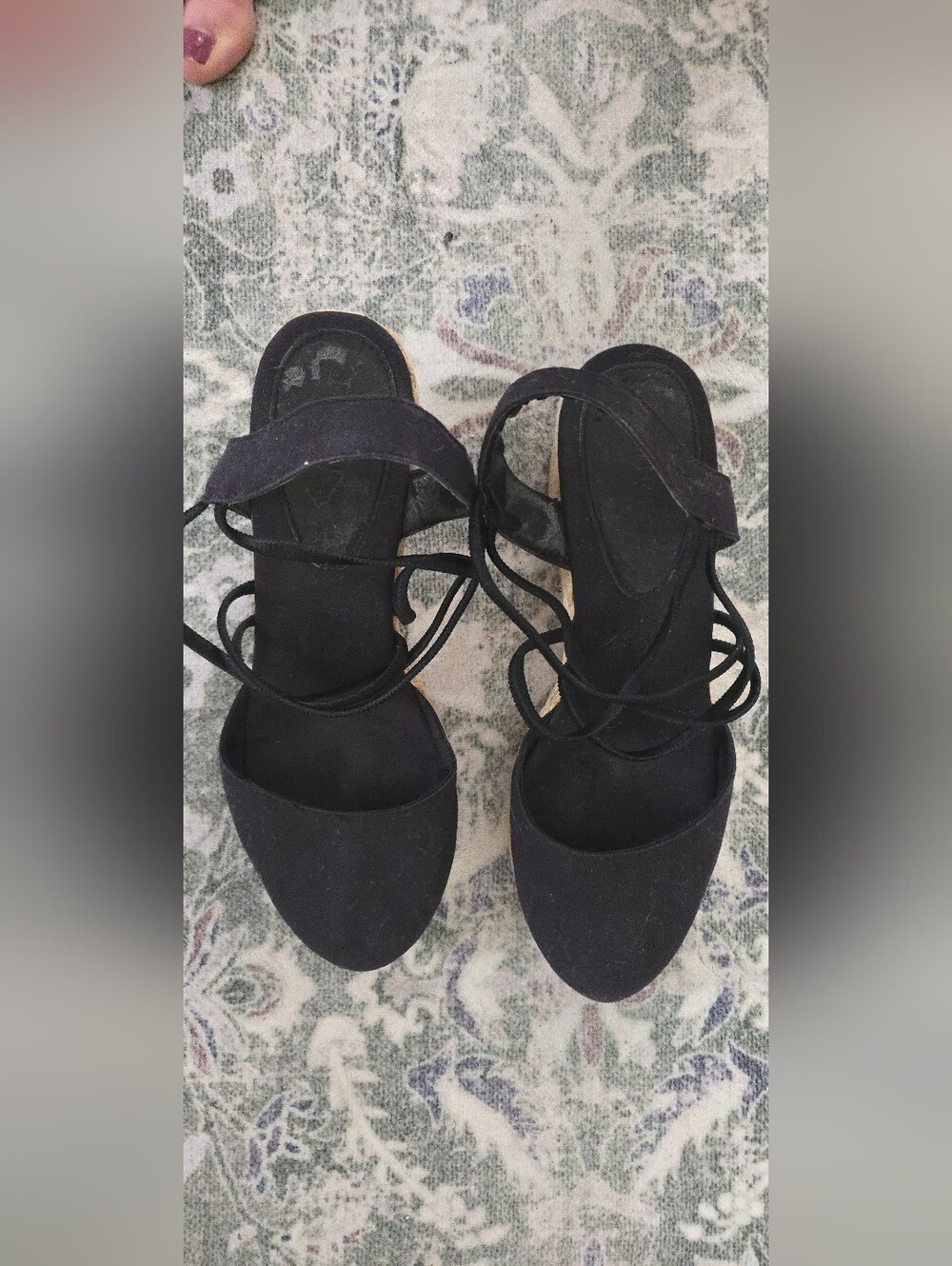 Lauren Ralph Lauren Black Suede Lace-Up Heels